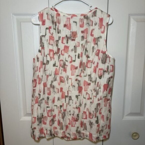 J Jill Top Size M Sleeveless Silk Linen Blend M Coral Feminine Career Office - Picture 4 of 7